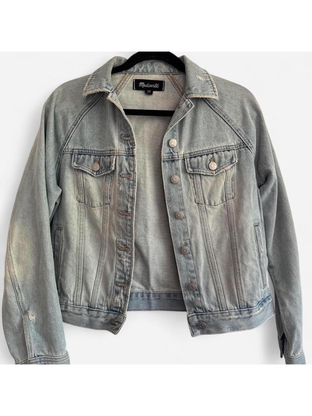 Madewell Denim Jacket Womens XS Light Wash Blue Raglan Jean Trucker Regular Fit